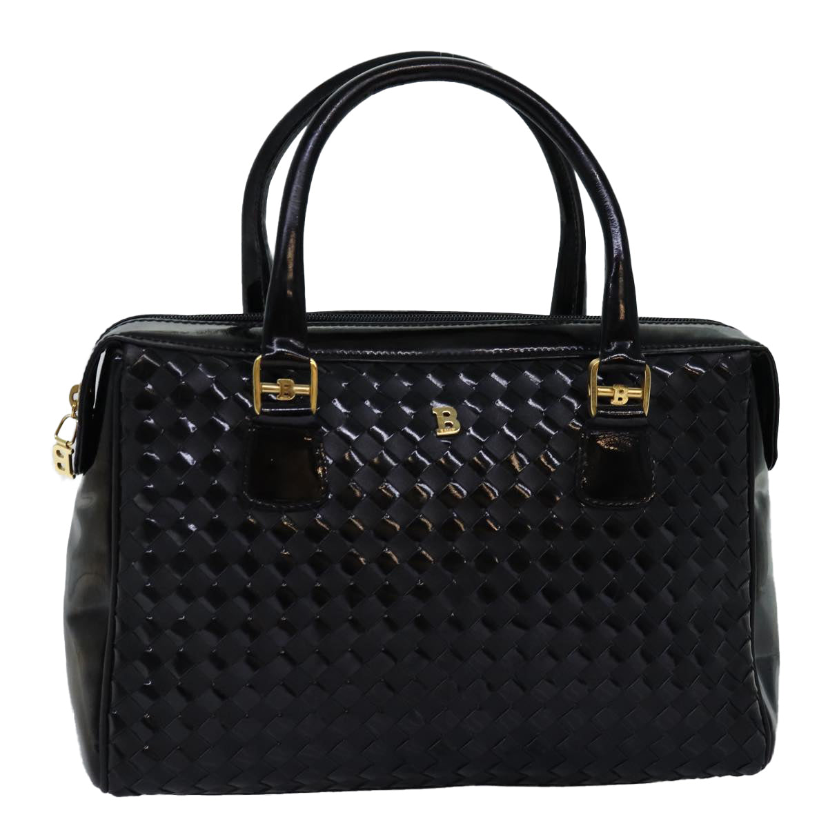 BALLY Hand Bag Patent leather Black Auth bs14103