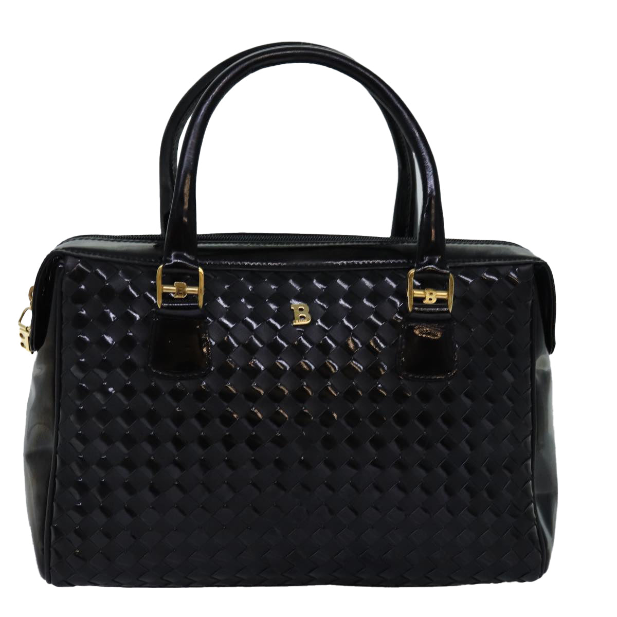 BALLY Hand Bag Patent leather Black Auth bs14103