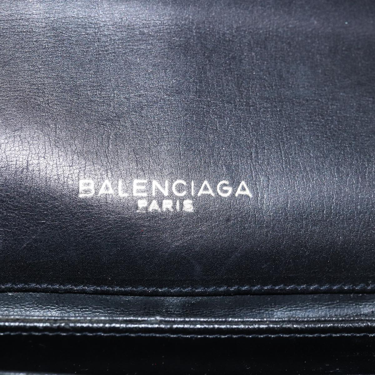 BALENCIAGA Shoulder Bag Leather Black Auth bs14121