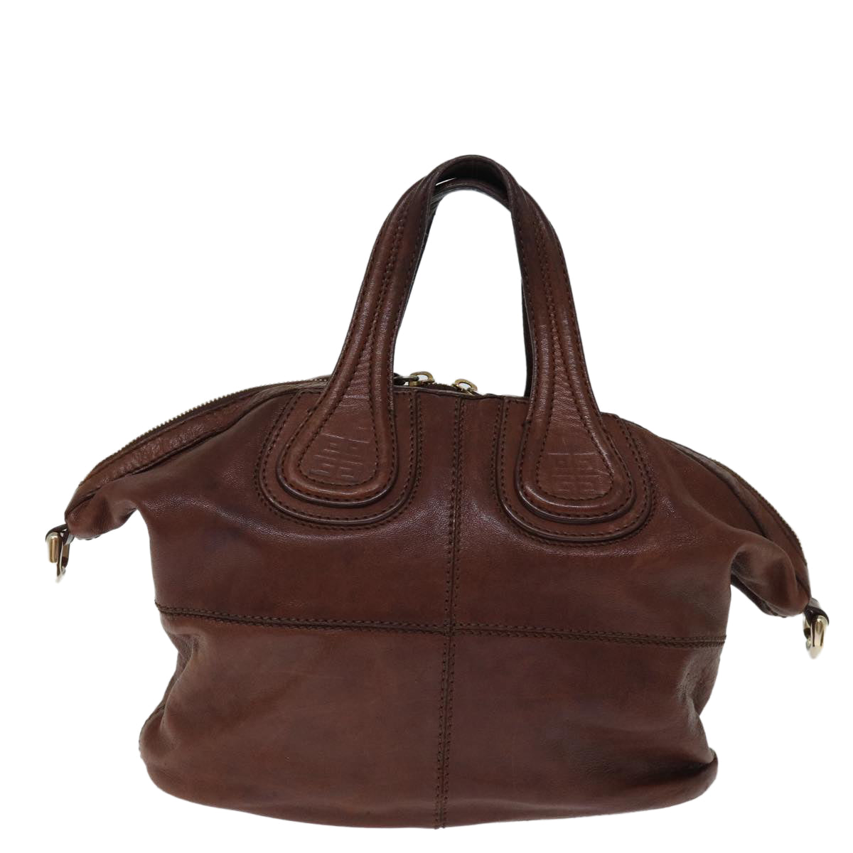 GIVENCHY Nightingale Hand Bag Leather 2way Brown Auth bs14188