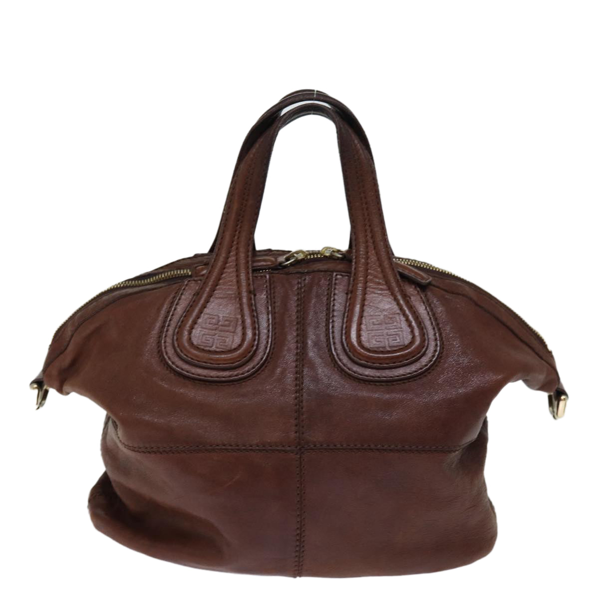 GIVENCHY Nightingale Hand Bag Leather 2way Brown Auth bs14188