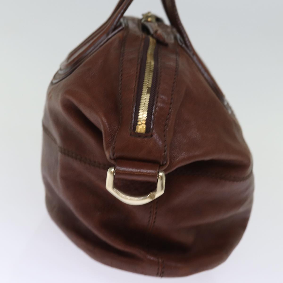 GIVENCHY Nightingale Hand Bag Leather 2way Brown Auth bs14188