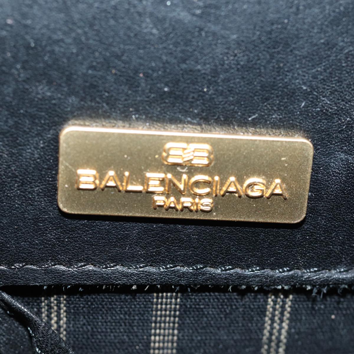 BALENCIAGA Business Bag Leather Black Auth bs14199