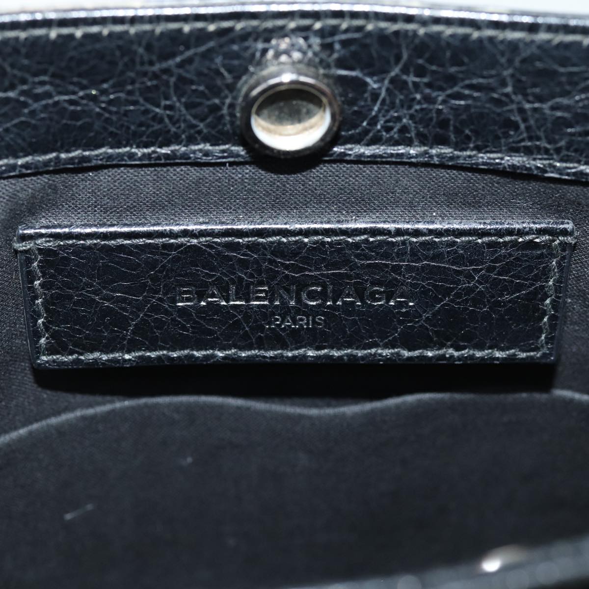 BALENCIAGA Navy Pochette Shoulder Bag Leather Black 339937 Auth bs14200