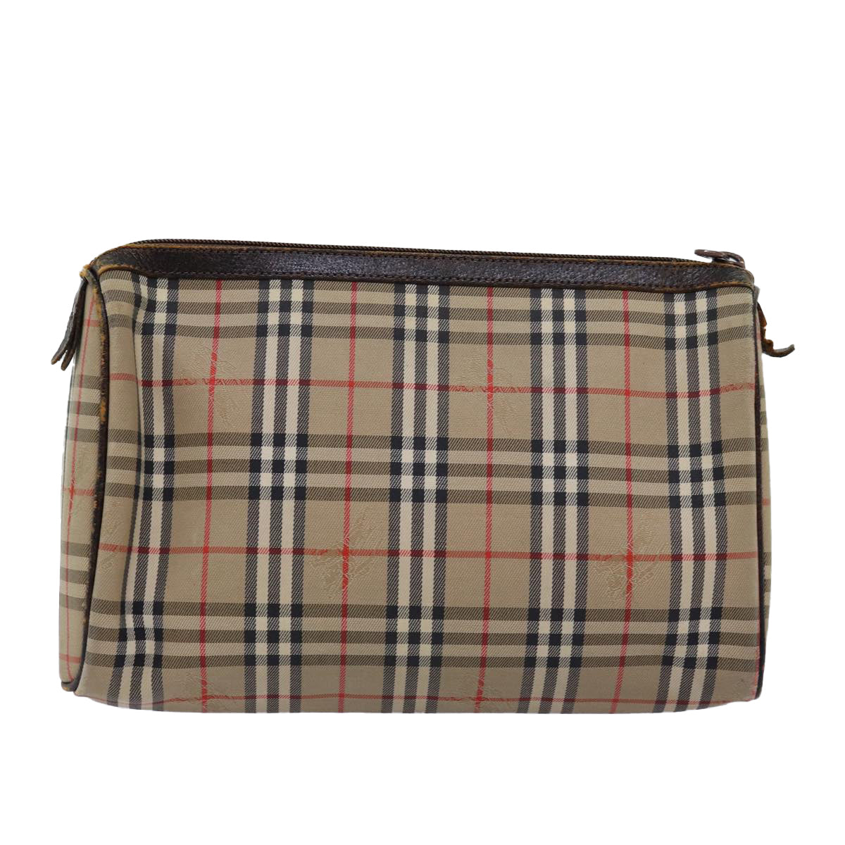 Burberrys Nova Check Pouch Canvas Beige Auth bs14239