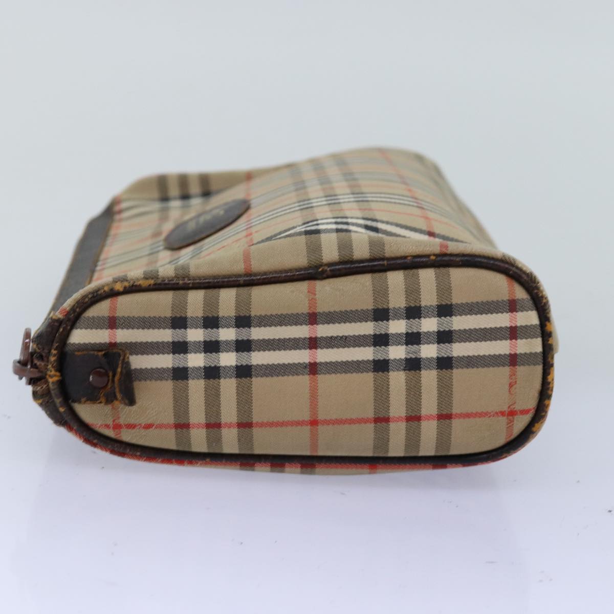 Burberrys Nova Check Pouch Canvas Beige Auth bs14239