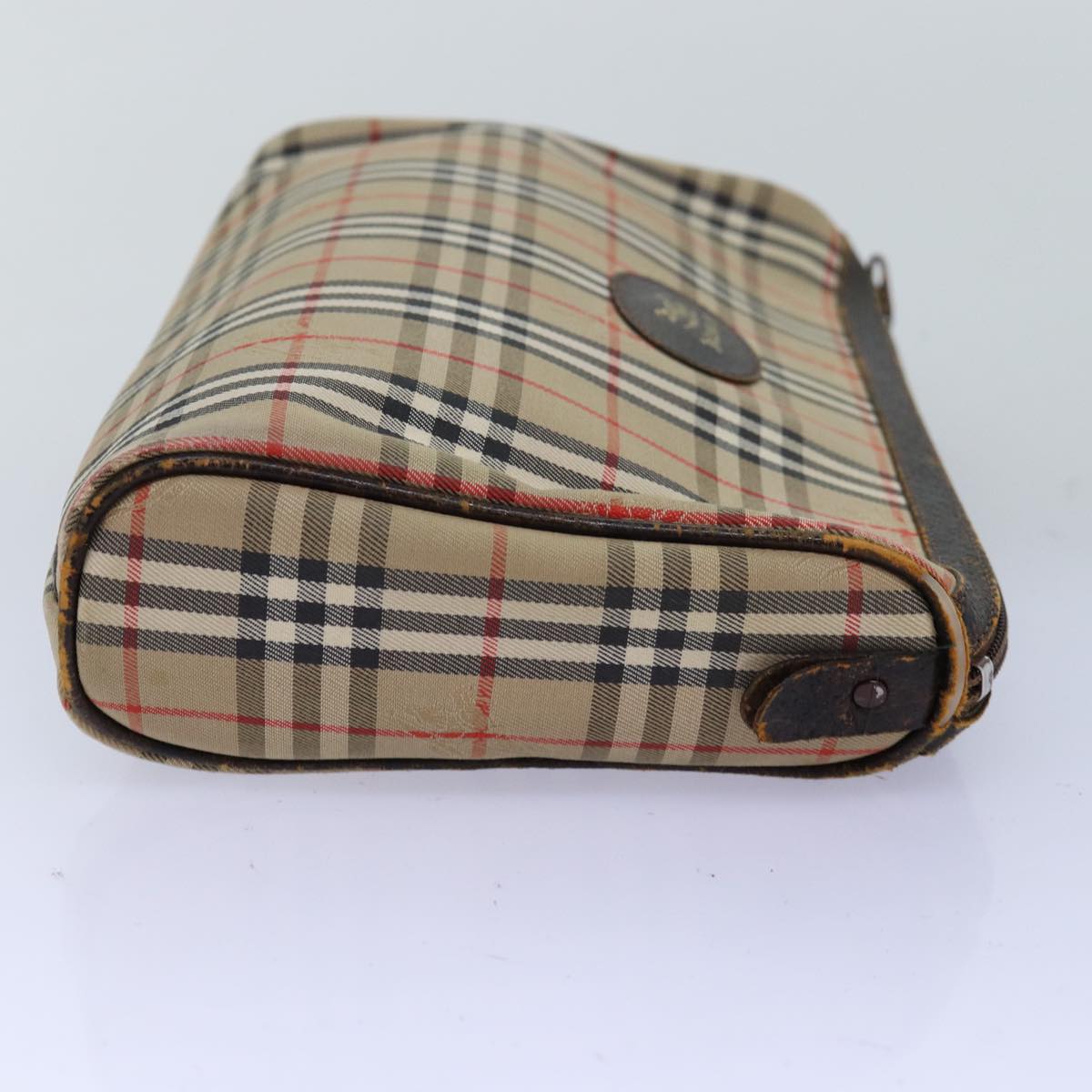 Burberrys Nova Check Pouch Canvas Beige Auth bs14239