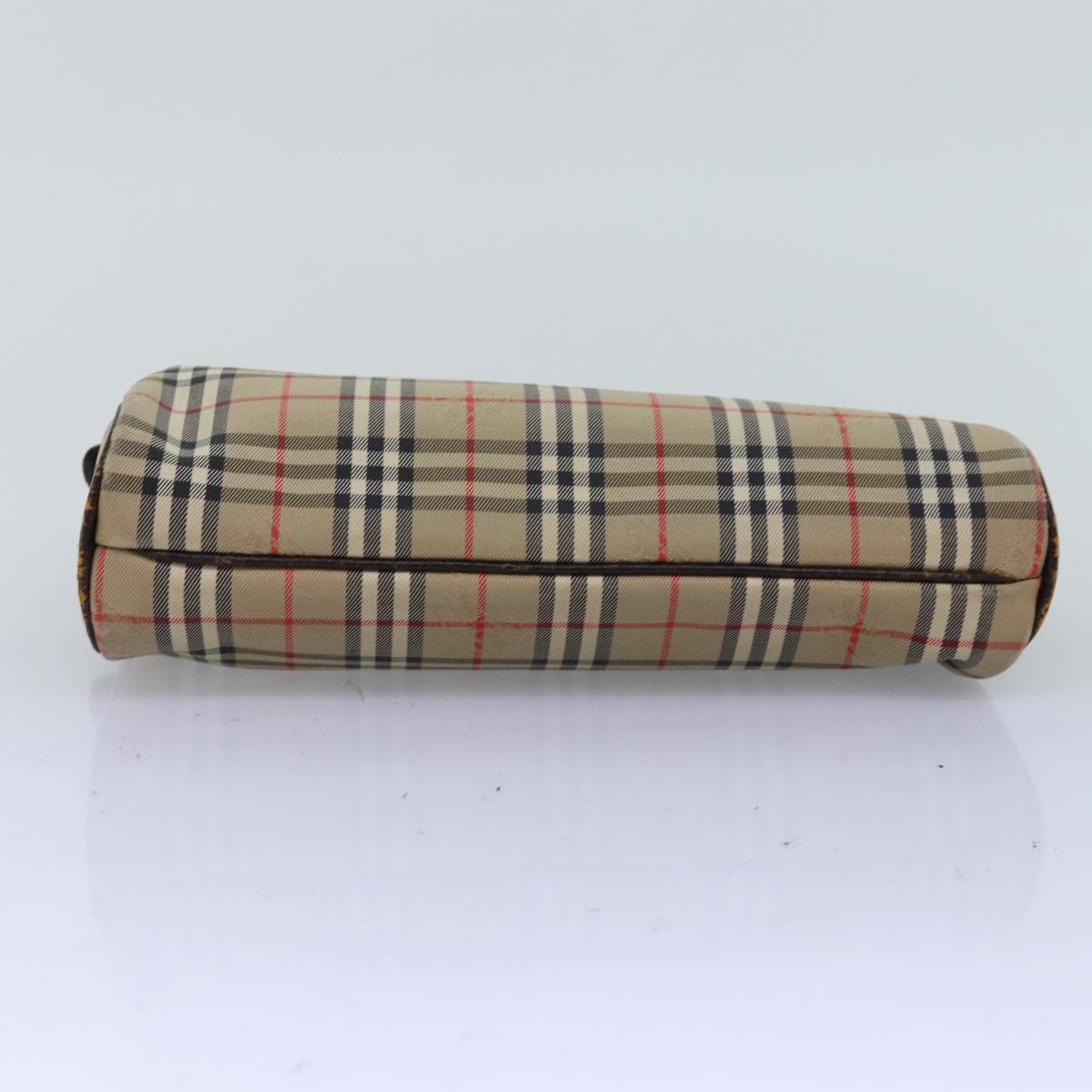 Burberrys Nova Check Pouch Canvas Beige Auth bs14239