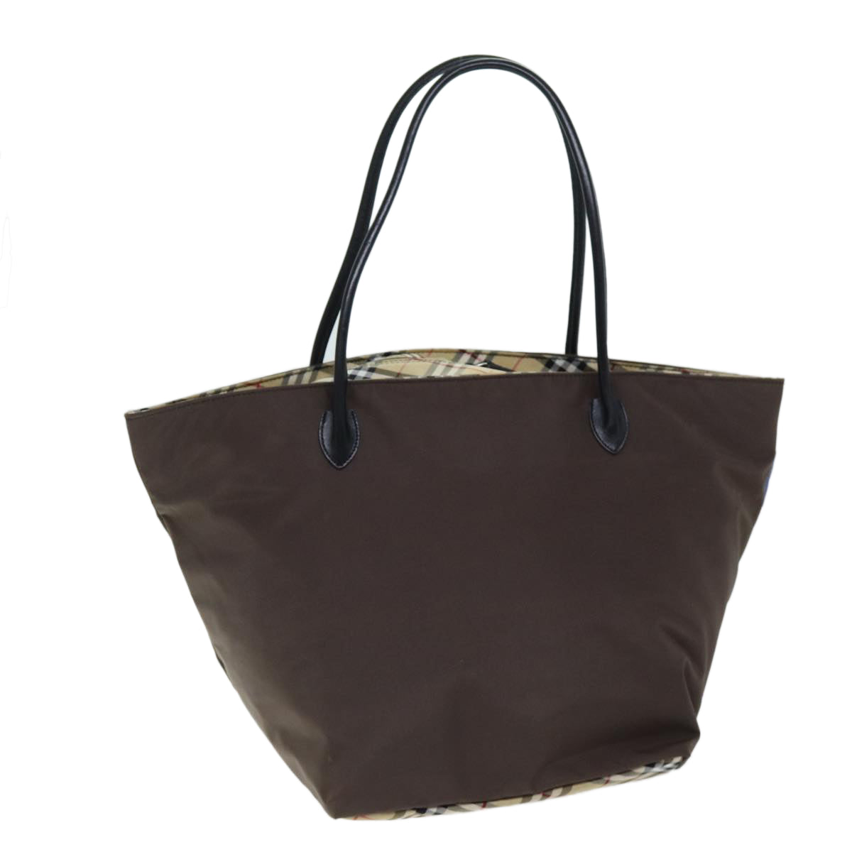 Burberrys Blue Label Nova Check Tote Bag Nylon Brown Auth bs14252