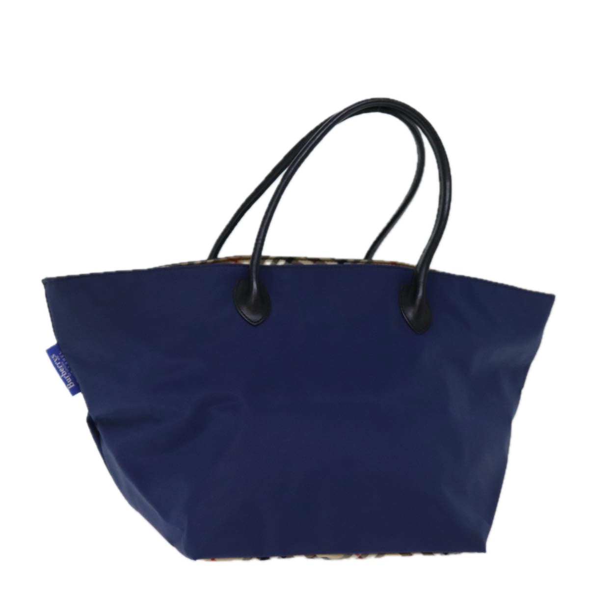 Burberrys Nova Check Blue Label Tote Bag Nylon Navy Auth bs14253