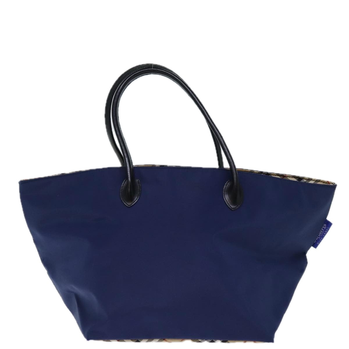 Burberrys Nova Check Blue Label Tote Bag Nylon Navy Auth bs14253