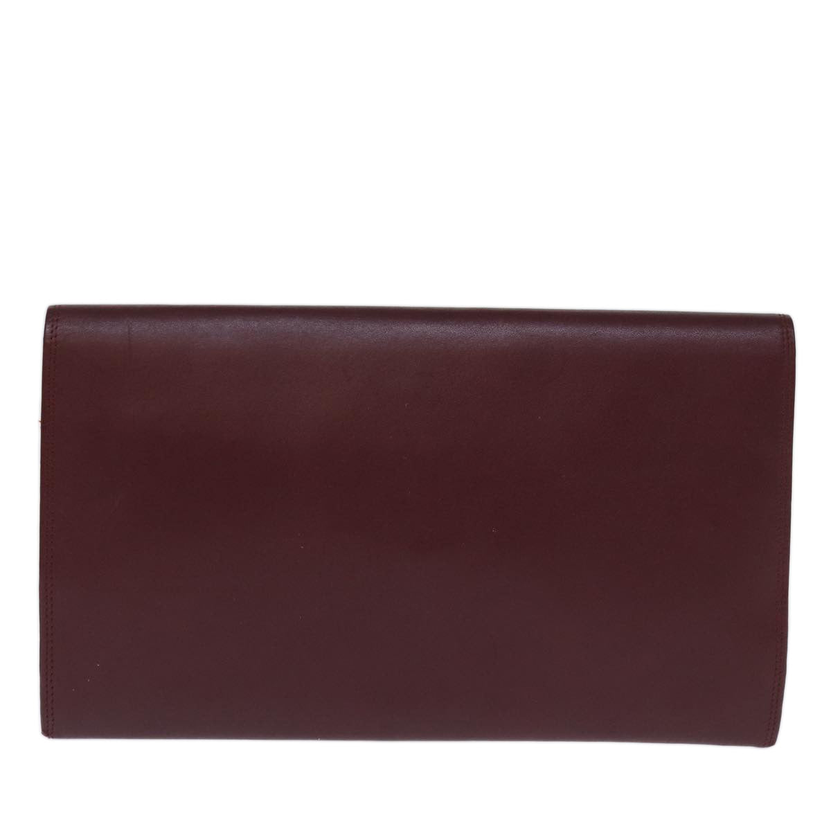 CARTIER Clutch Bag Leather Wine Red Auth bs14277