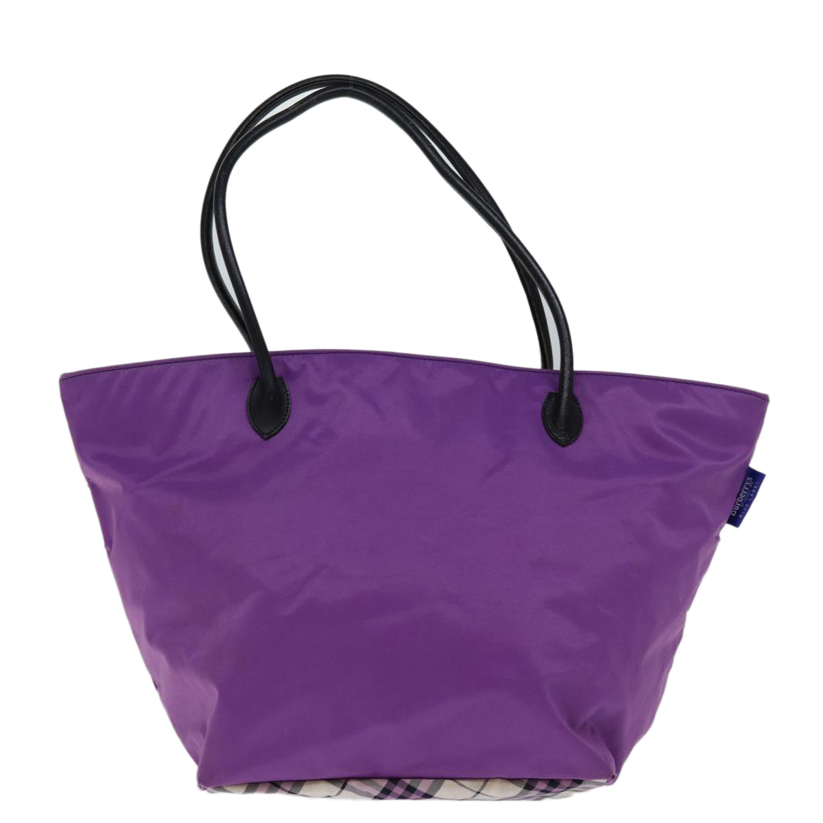 Burberrys Nova Check Blue Label Tote Bag Nylon Purple Auth bs14287