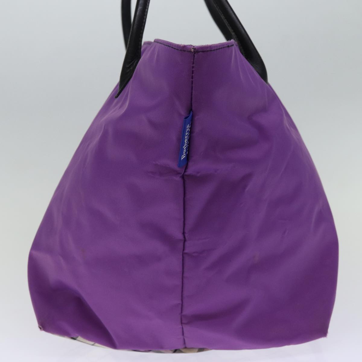 Burberrys Nova Check Blue Label Tote Bag Nylon Purple Auth bs14287