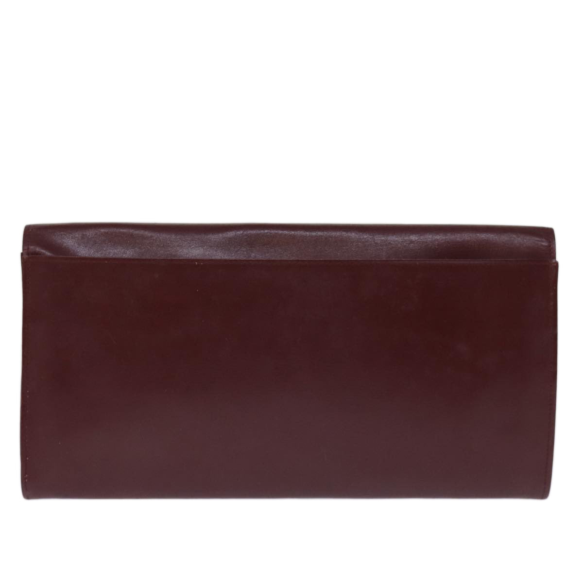 CARTIER Clutch Bag Leather Wine Red Auth bs14298