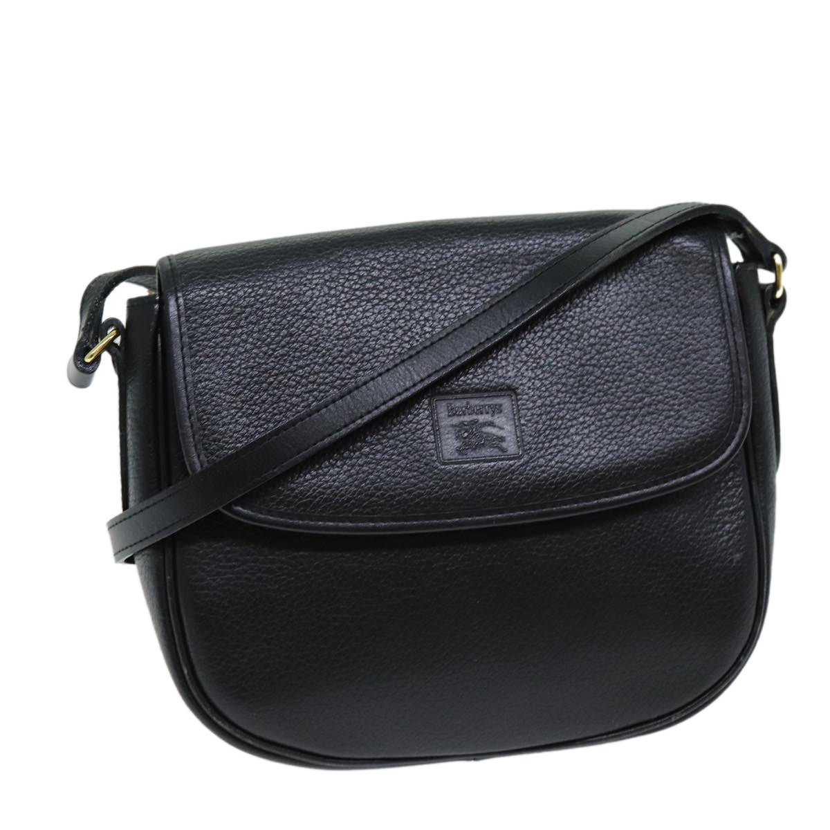 Burberrys Shoulder Bag Leather Black Auth bs14366