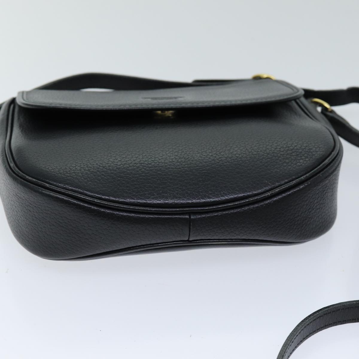 Burberrys Shoulder Bag Leather Black Auth bs14366