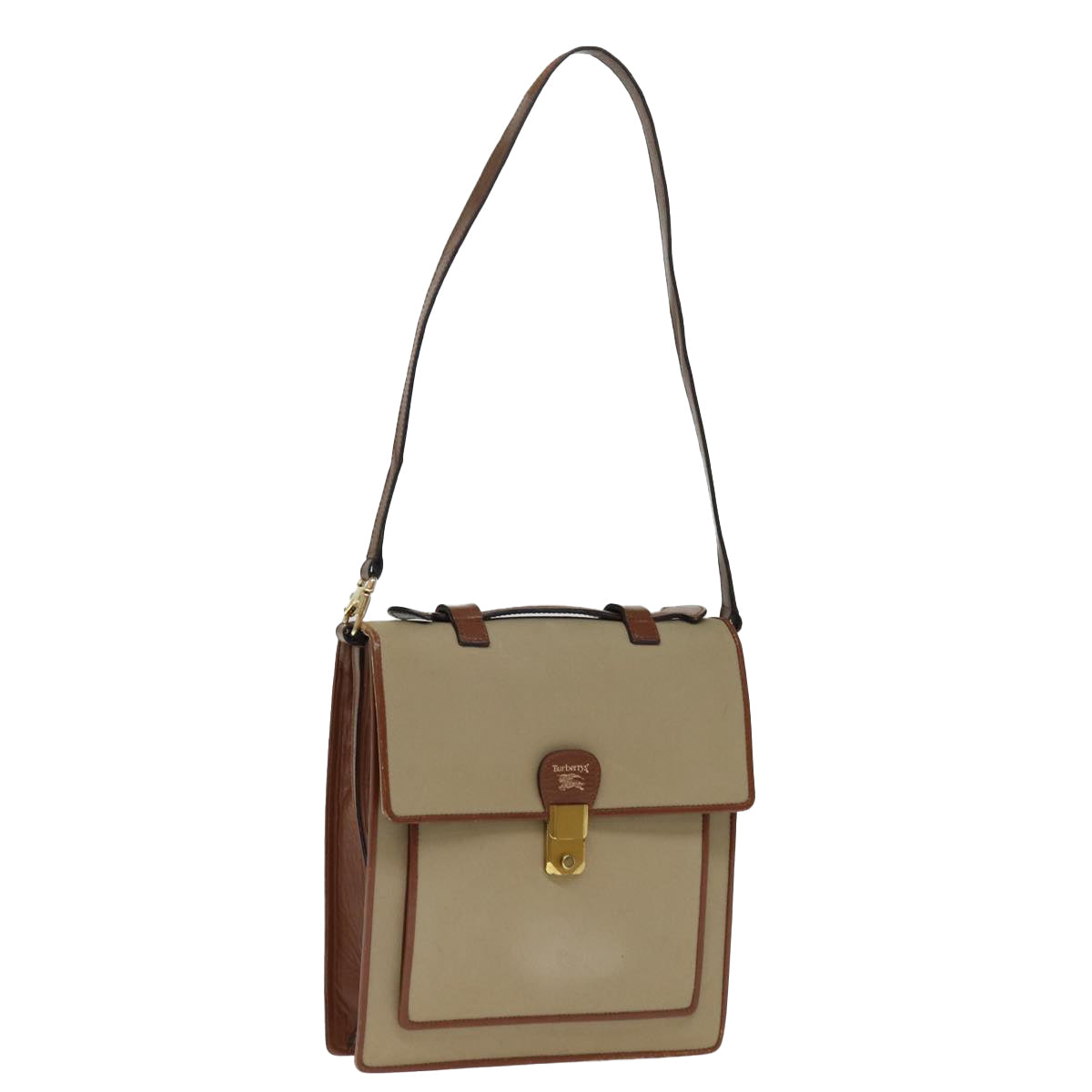 Burberrys Shoulder Bag Canvas Beige Auth bs14367