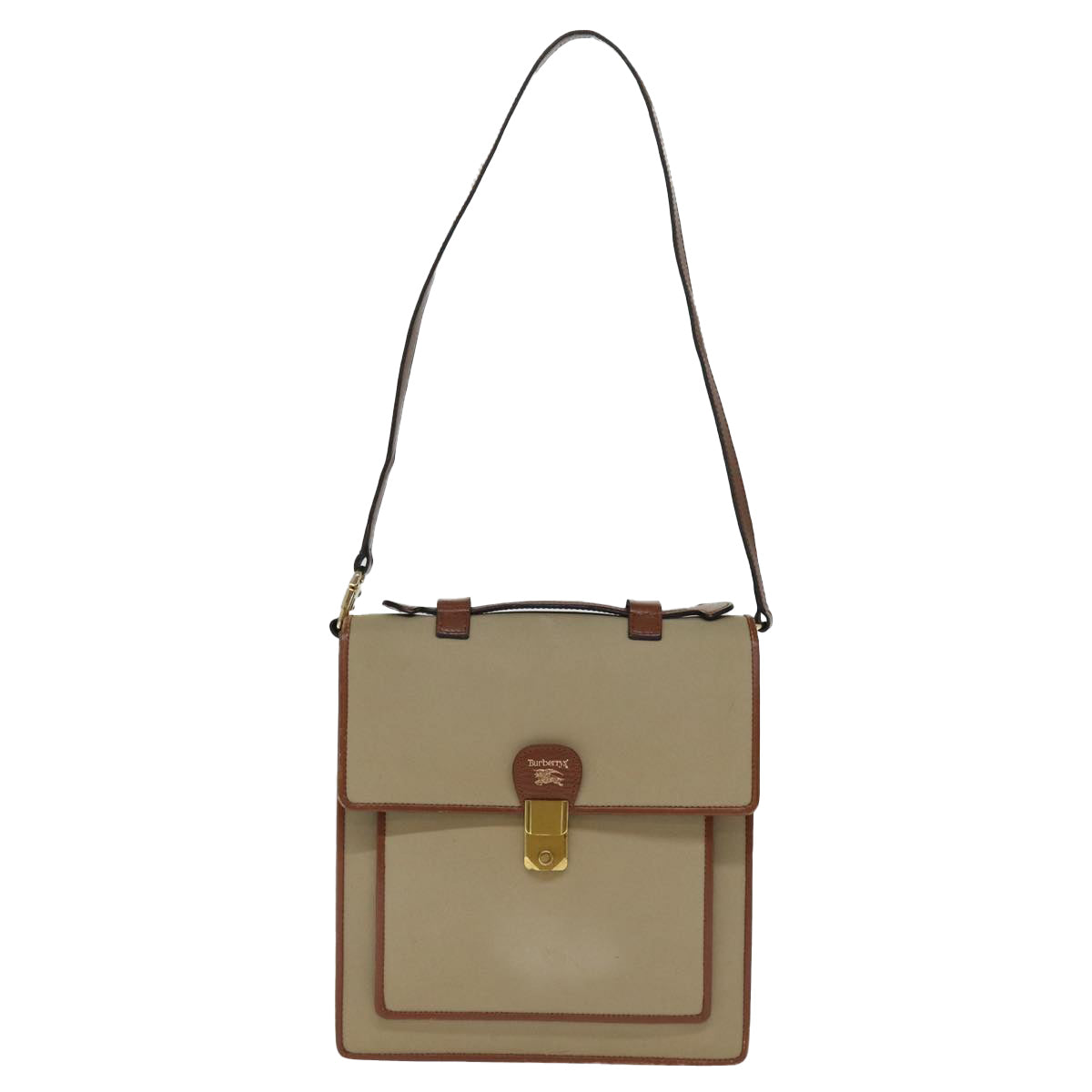 Burberrys Shoulder Bag Canvas Beige Auth bs14367