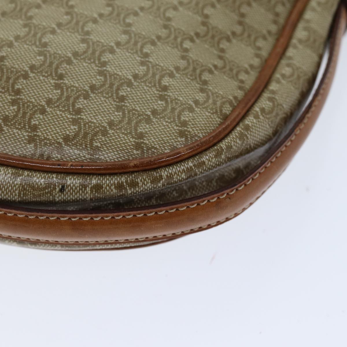CELINE Macadam Canvas Shoulder Bag Beige Auth bs14377