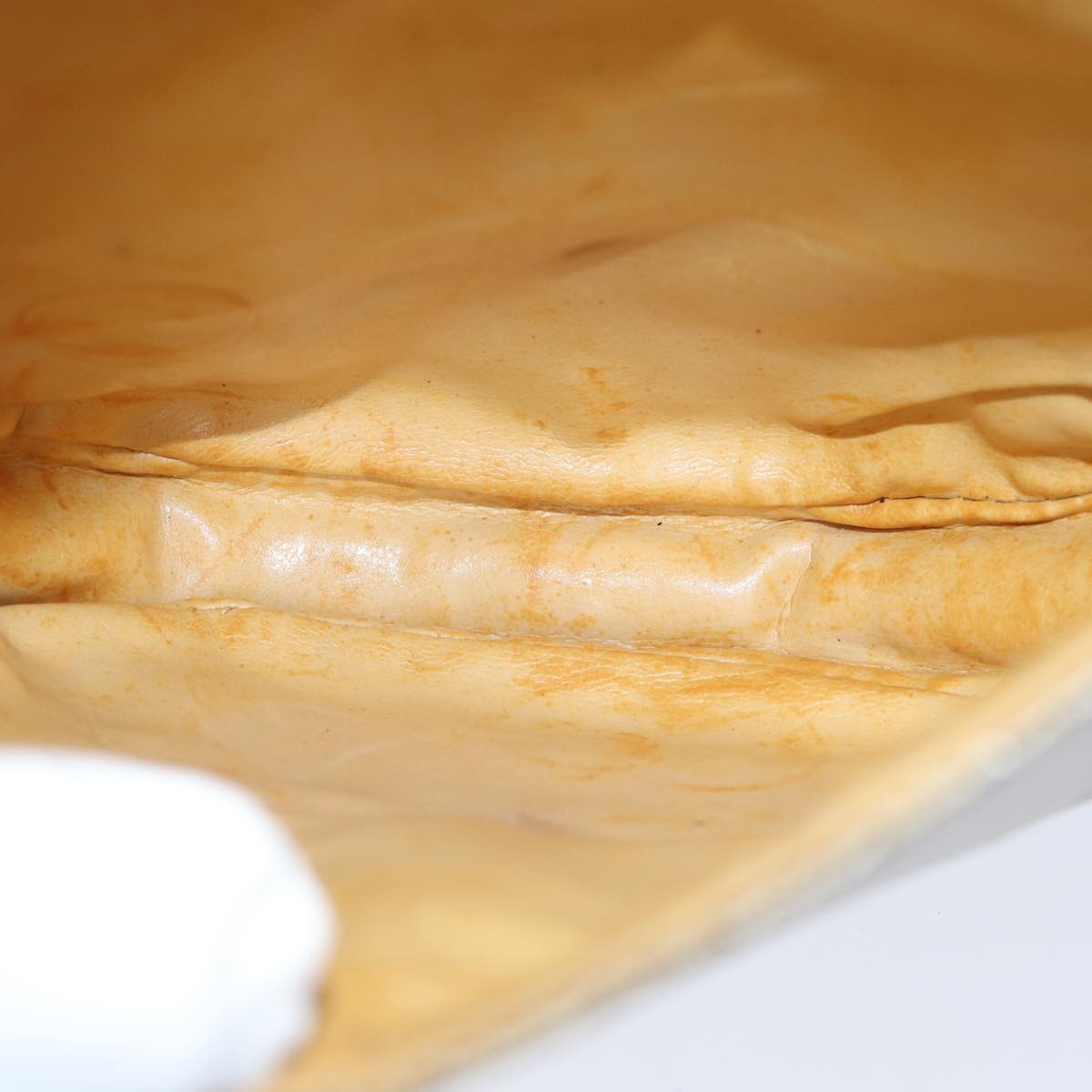 CELINE Macadam Canvas Shoulder Bag Beige Auth bs14377