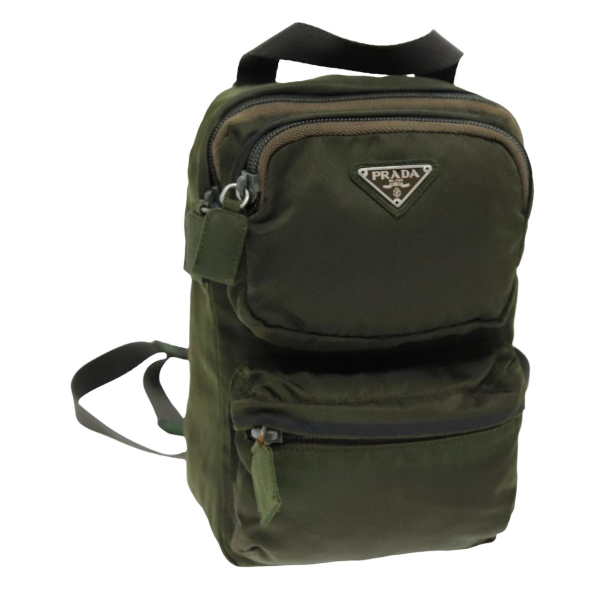 PRADA Backpack Nylon Khaki Auth bs14397