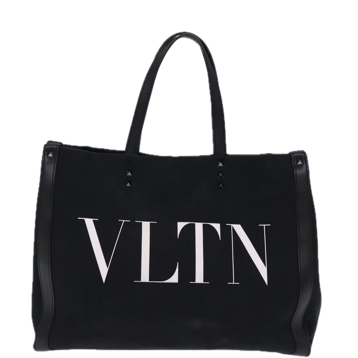 VALENTINO Tote Bag Canvas Black Auth bs14456