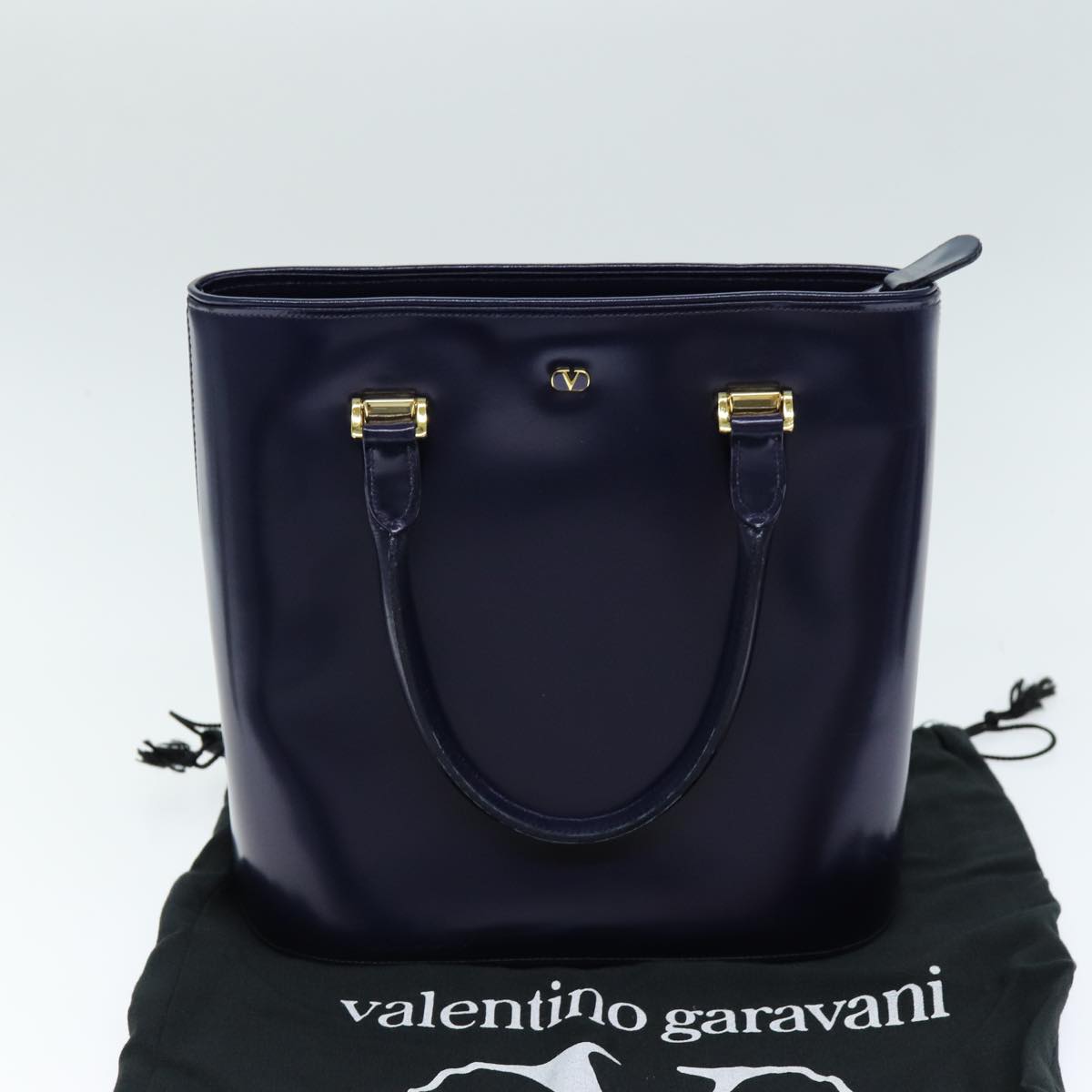 VALENTINO Hand Bag Leather Navy Auth bs14522