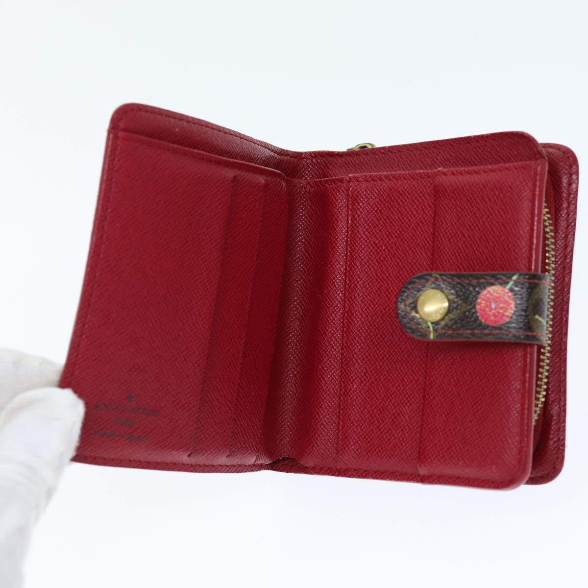 LOUIS VUITTON Monogram Cherry Compact Zip Bifold Wallet M95005 LV Auth bs14531