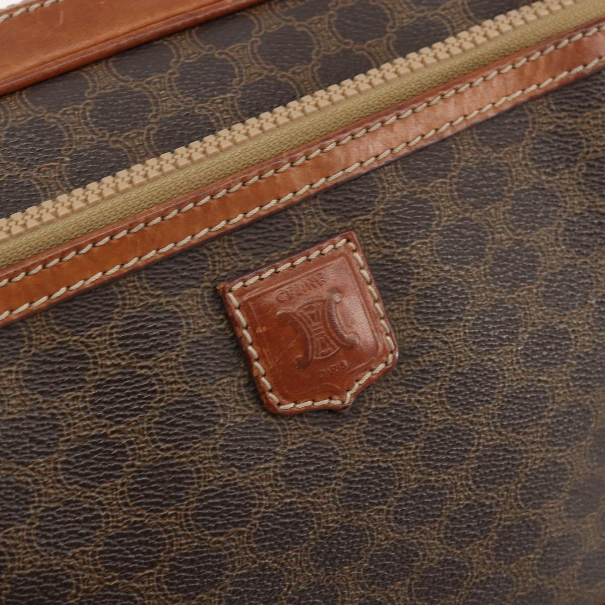 CELINE Macadam Canvas Clutch Bag PVC Brown Auth bs14536
