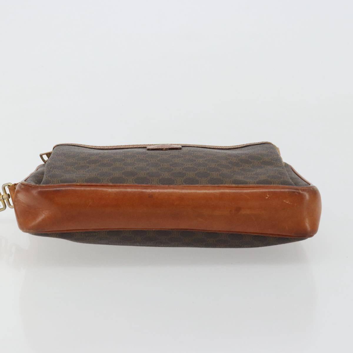 CELINE Macadam Canvas Clutch Bag PVC Brown Auth bs14536