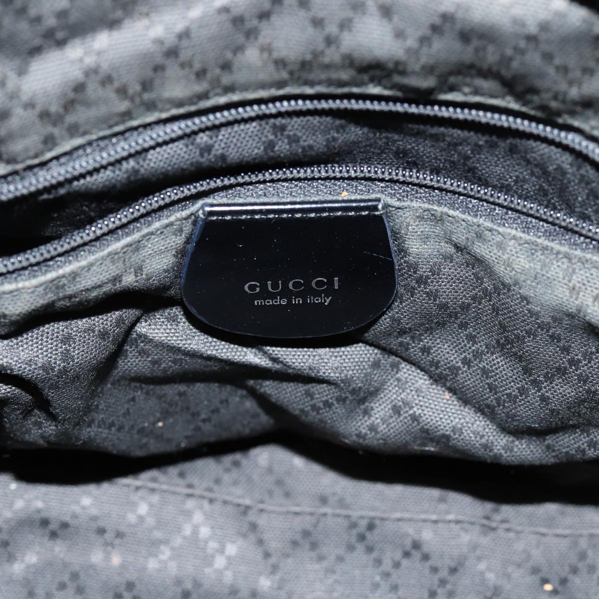 GUCCI Bamboo Shoulder Bag Canvas Black 000 1998 0531 Auth bs14538