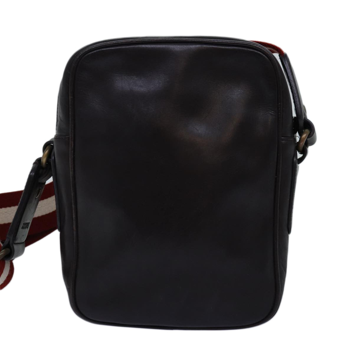 BALLY Shoulder Bag Leather Black Red white Auth bs14555