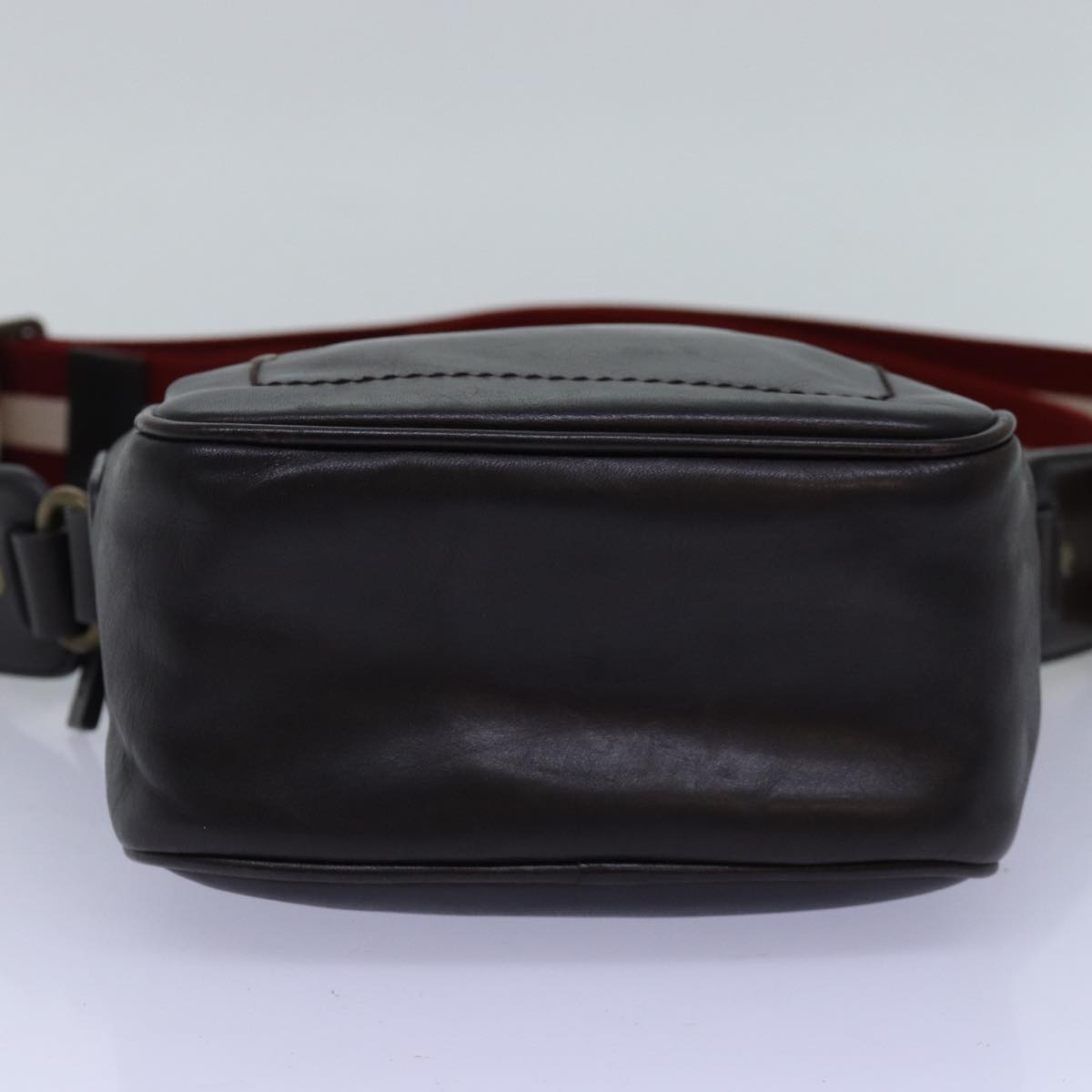 BALLY Shoulder Bag Leather Black Red white Auth bs14555