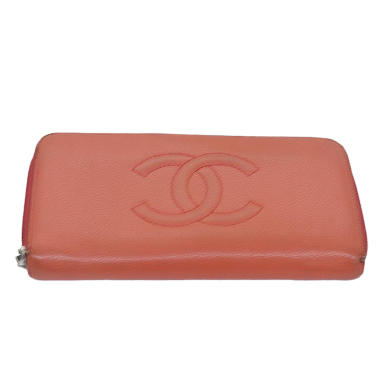 CHANEL Wallet Leather 4Set Orange Black CC Auth bs14579