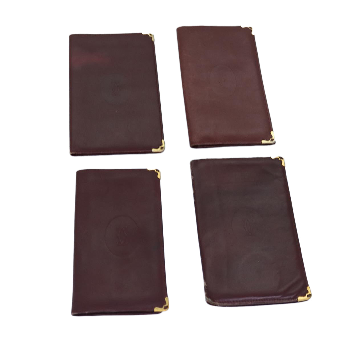 CARTIER Wallet Leather 4Set Red Auth bs14582