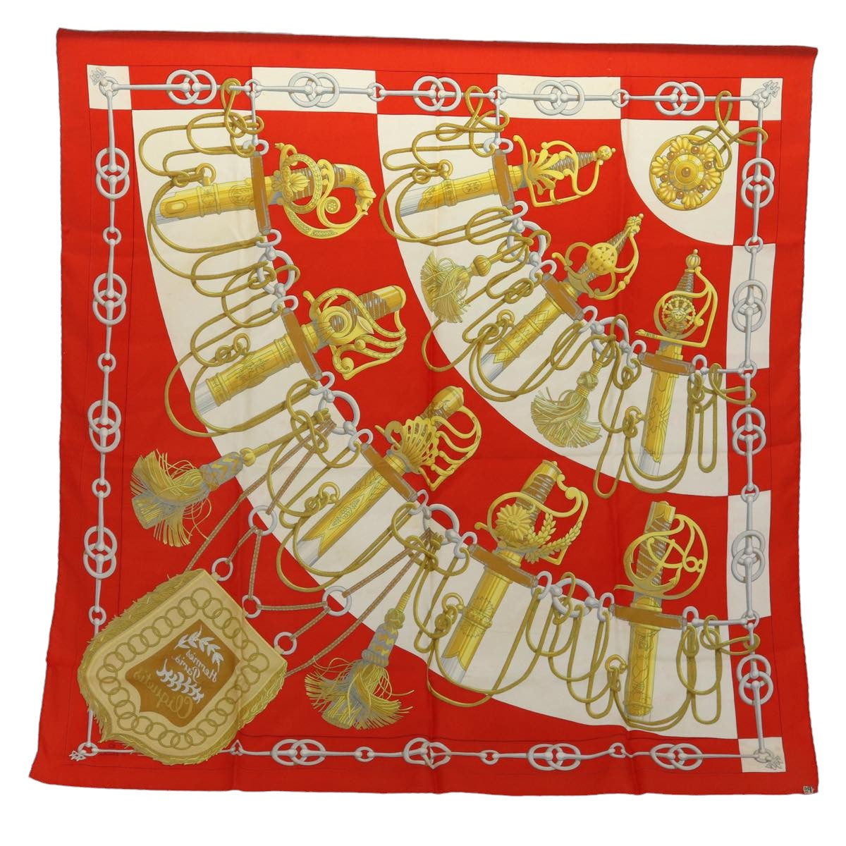 HERMES Carre 90 Scarf Silk Red Auth bs14587