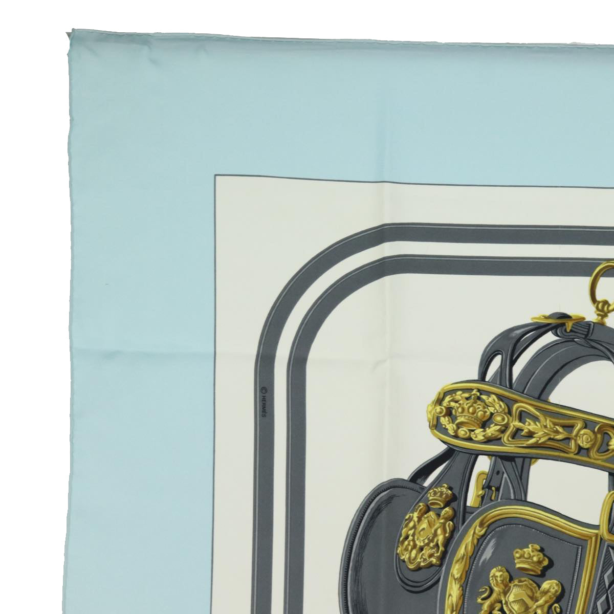 HERMES Carre 90 Scarf ""BRIDES de GALA"" Silk Blue Auth bs14589