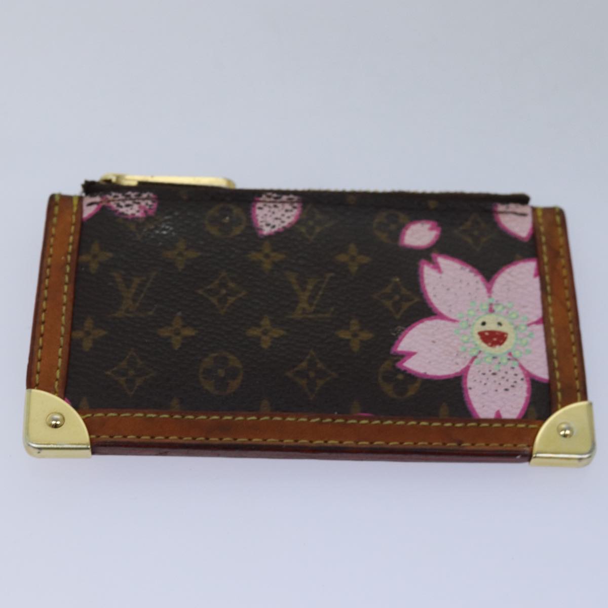 LOUIS VUITTON Monogram Cherry Blossom Panda Coin Purse Wallet 2Set Auth bs14594