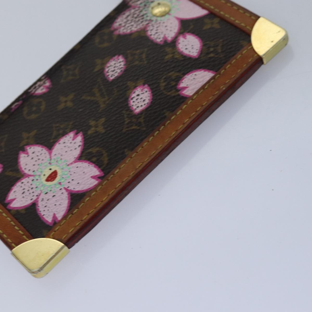 LOUIS VUITTON Monogram Cherry Blossom Panda Coin Purse Wallet 2Set Auth bs14594