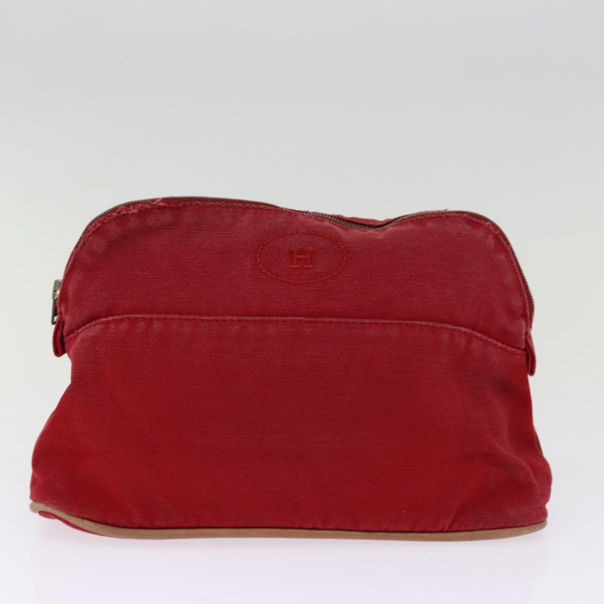 HERMES Pouch Canvas 2Set Red Black Auth bs14595