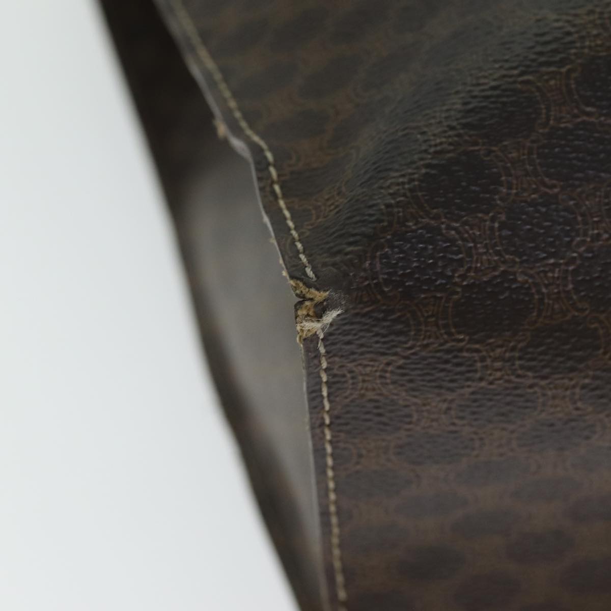 CELINE Macadam Canvas Hand Bag PVC Leather 4Set Brown Beige Auth bs14619