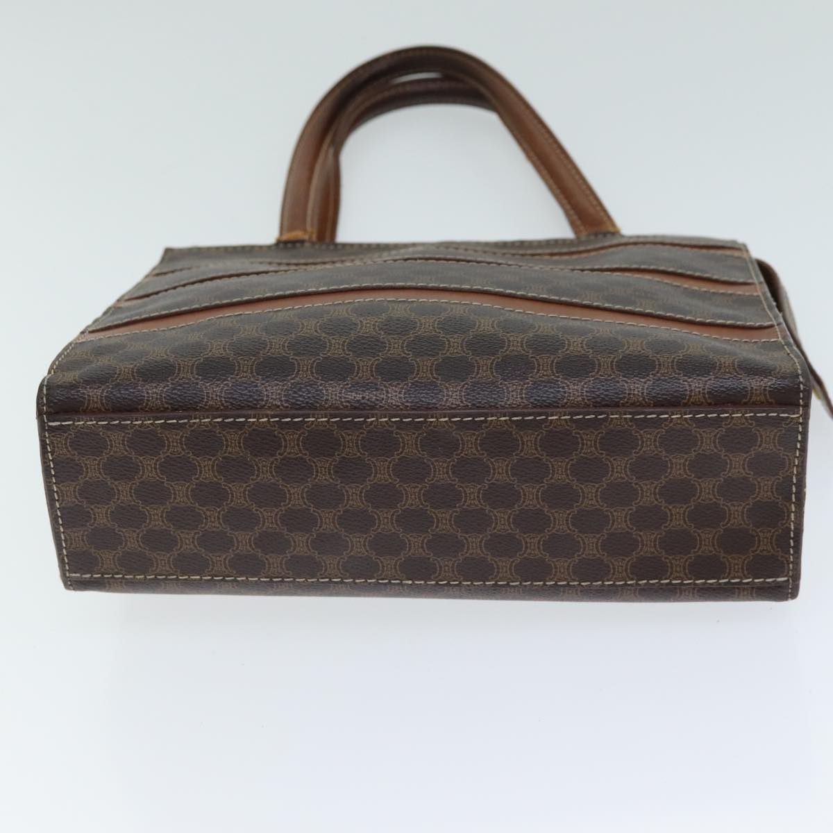 CELINE Macadam Canvas Hand Bag PVC Leather 4Set Brown Beige Auth bs14619