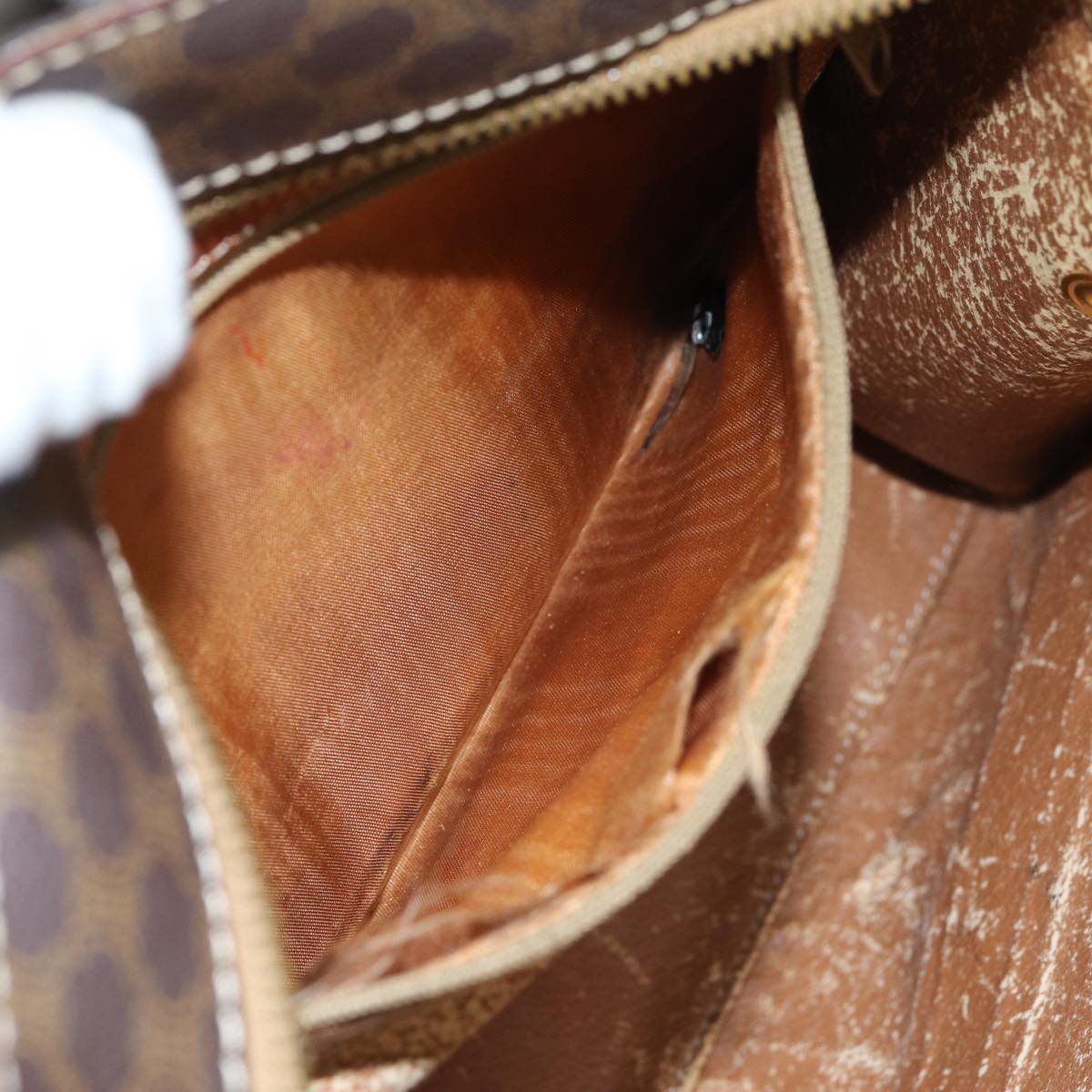 CELINE Macadam Canvas Hand Bag PVC Leather 4Set Brown Beige Auth bs14619