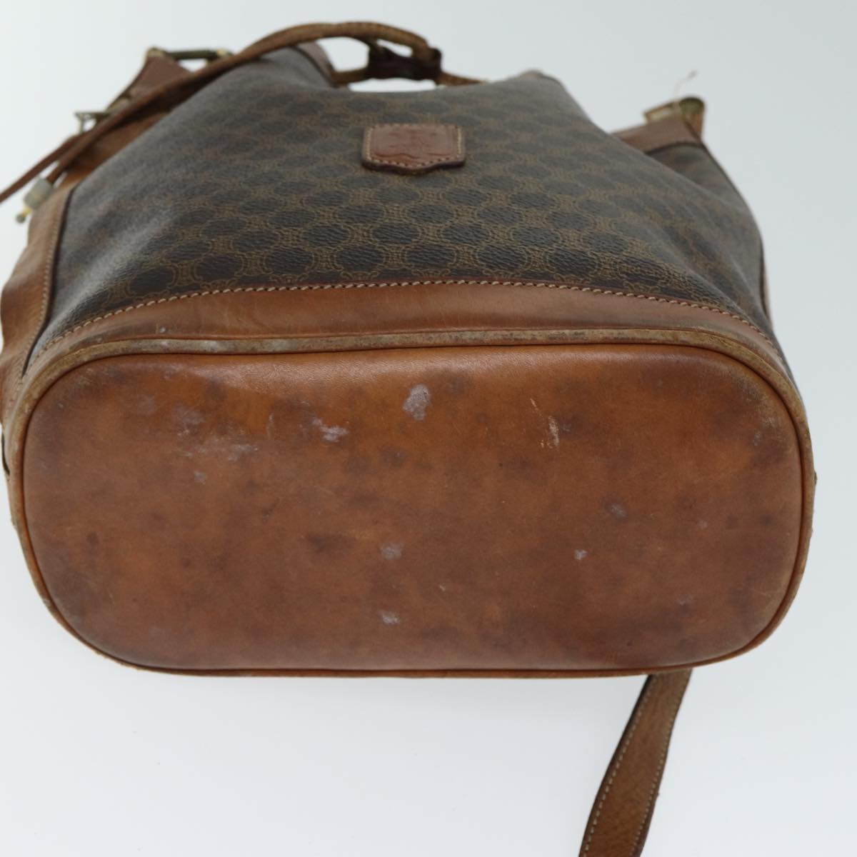 CELINE Macadam Canvas Hand Bag PVC Leather 4Set Brown Beige Auth bs14619