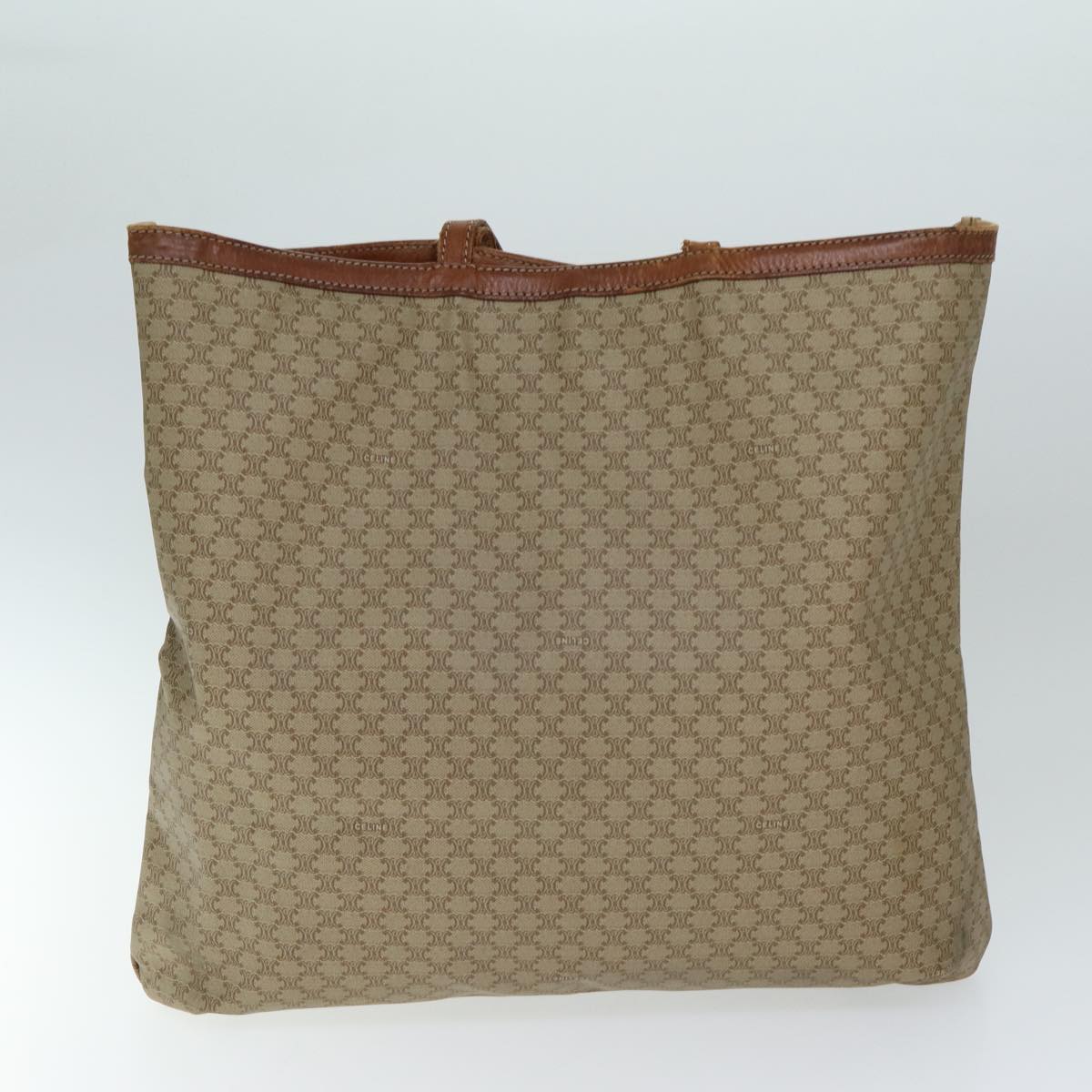 CELINE Macadam Canvas Hand Bag PVC Leather 4Set Brown Beige Auth bs14619