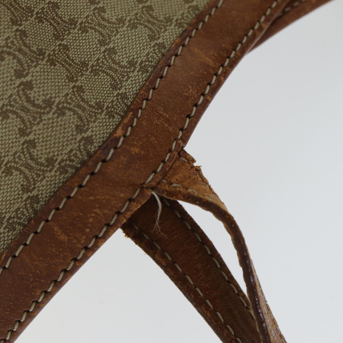 CELINE Macadam Canvas Hand Bag PVC Leather 4Set Brown Beige Auth bs14619