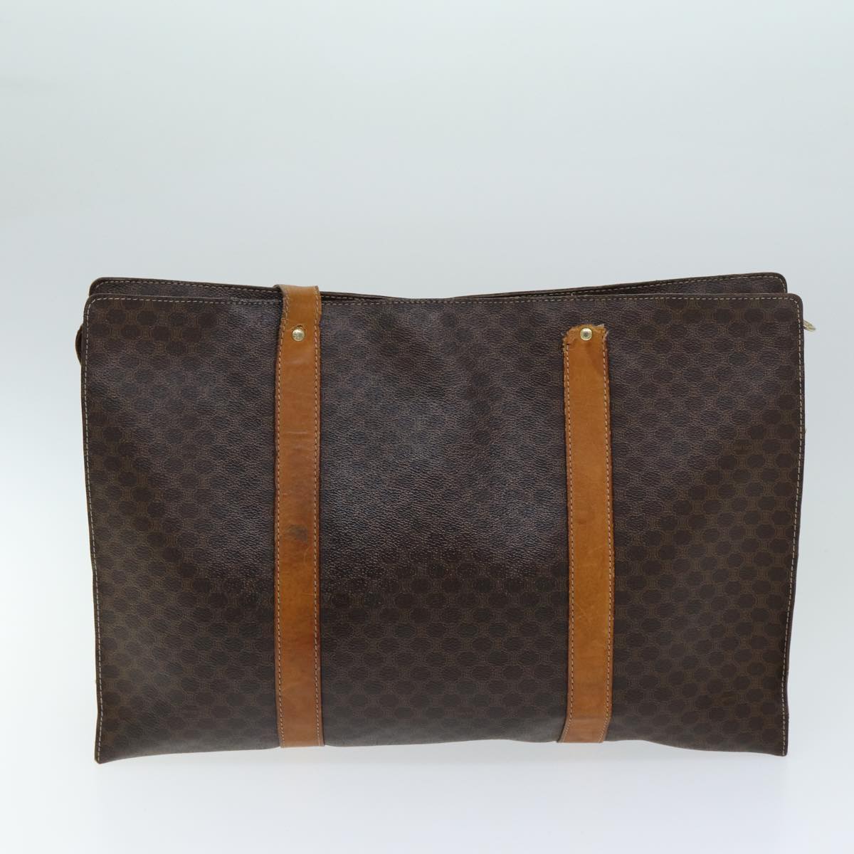 CELINE Macadam Canvas Hand Bag PVC Leather 4Set Brown Beige Auth bs14619