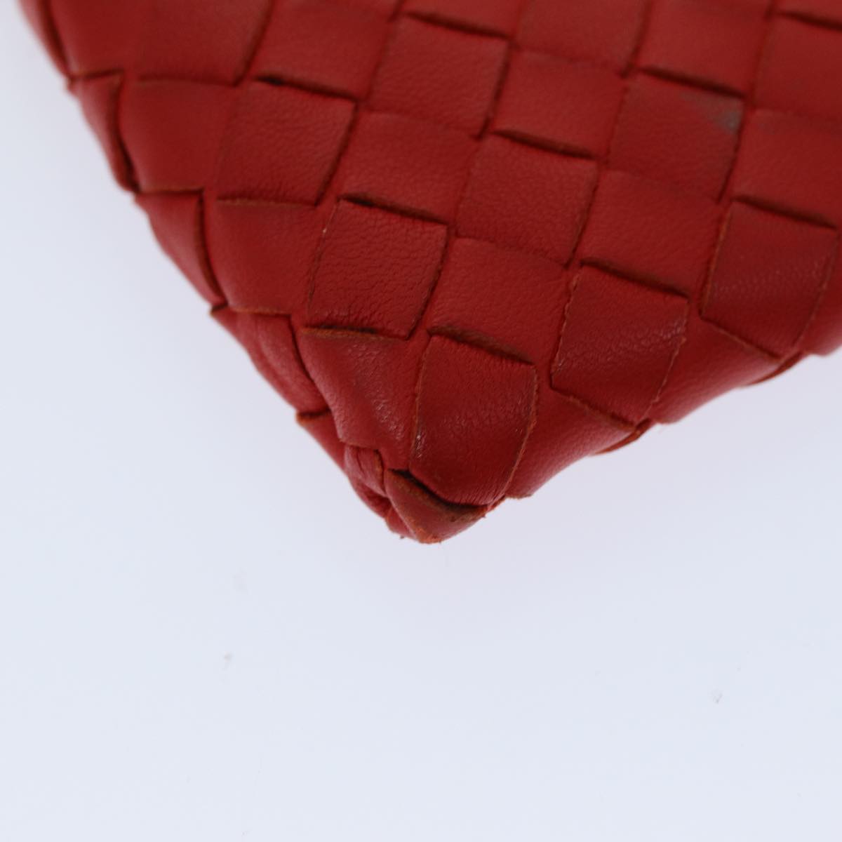 BOTTEGA VENETA INTRECCIATO Coin Purse Leather Red Auth bs14630