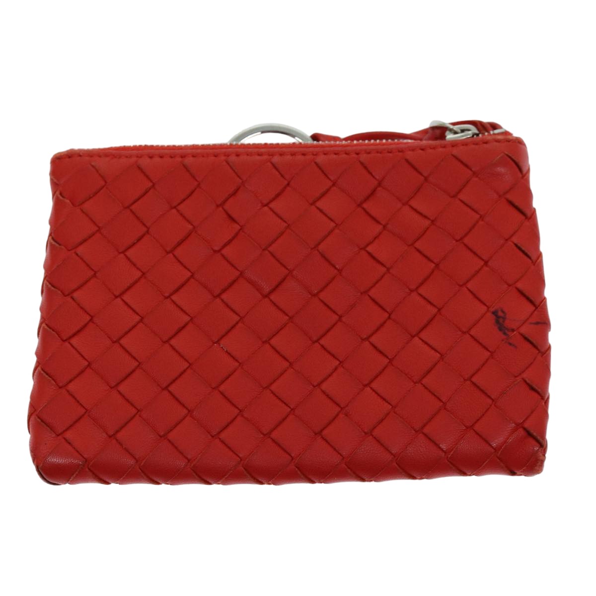 BOTTEGA VENETA INTRECCIATO Coin Purse Leather Red Auth bs14630